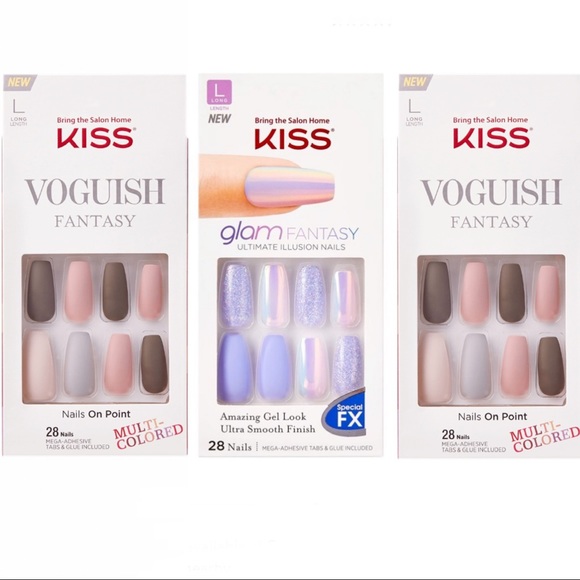 3 NEW *Rare* Sets of KISS Nails - Gel and Matte sz L - Picture 1 of 7